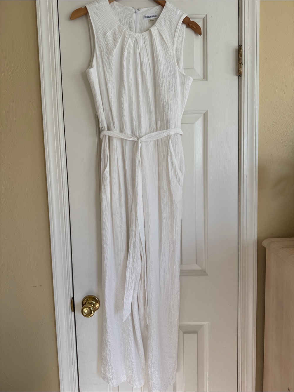 Calvin Klein Classic White Sleeveless Jumpsuit